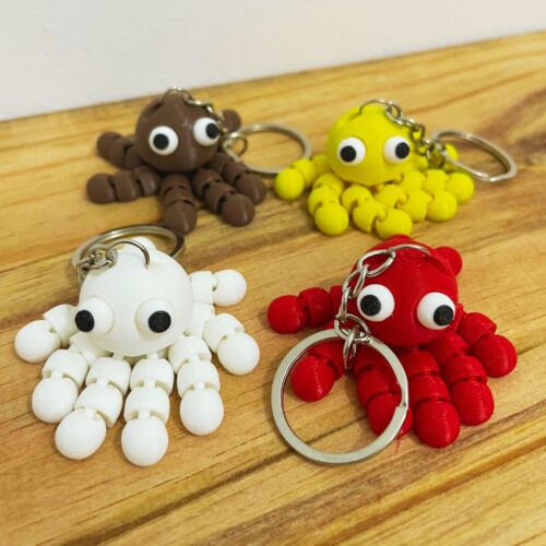 Chaveiro Polvo Articulado 3D – Divertido, Colorido e Super Estiloso!